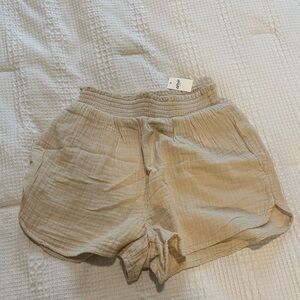 Aerie High Waist Cream Shorts